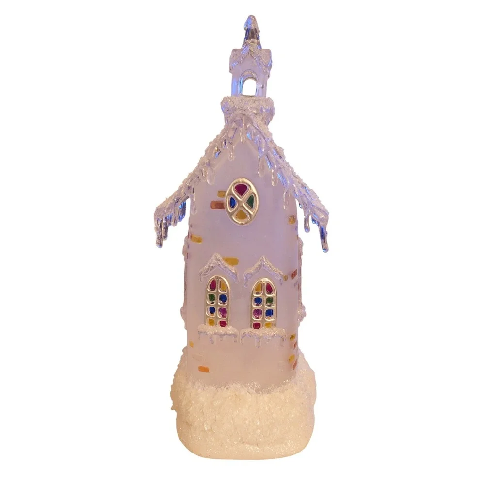 Holiday Ice Sculptures Chapel in the Snow Color Changing Lighted Church C144